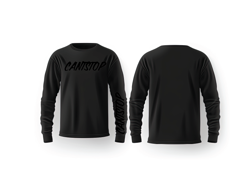 Long Sleeve Cotton Tee - CANTSTOP Black Out