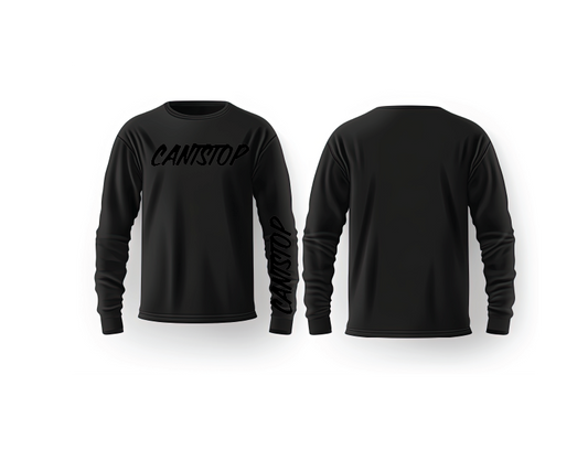 Long Sleeve Cotton Tee - CANTSTOP Black Out